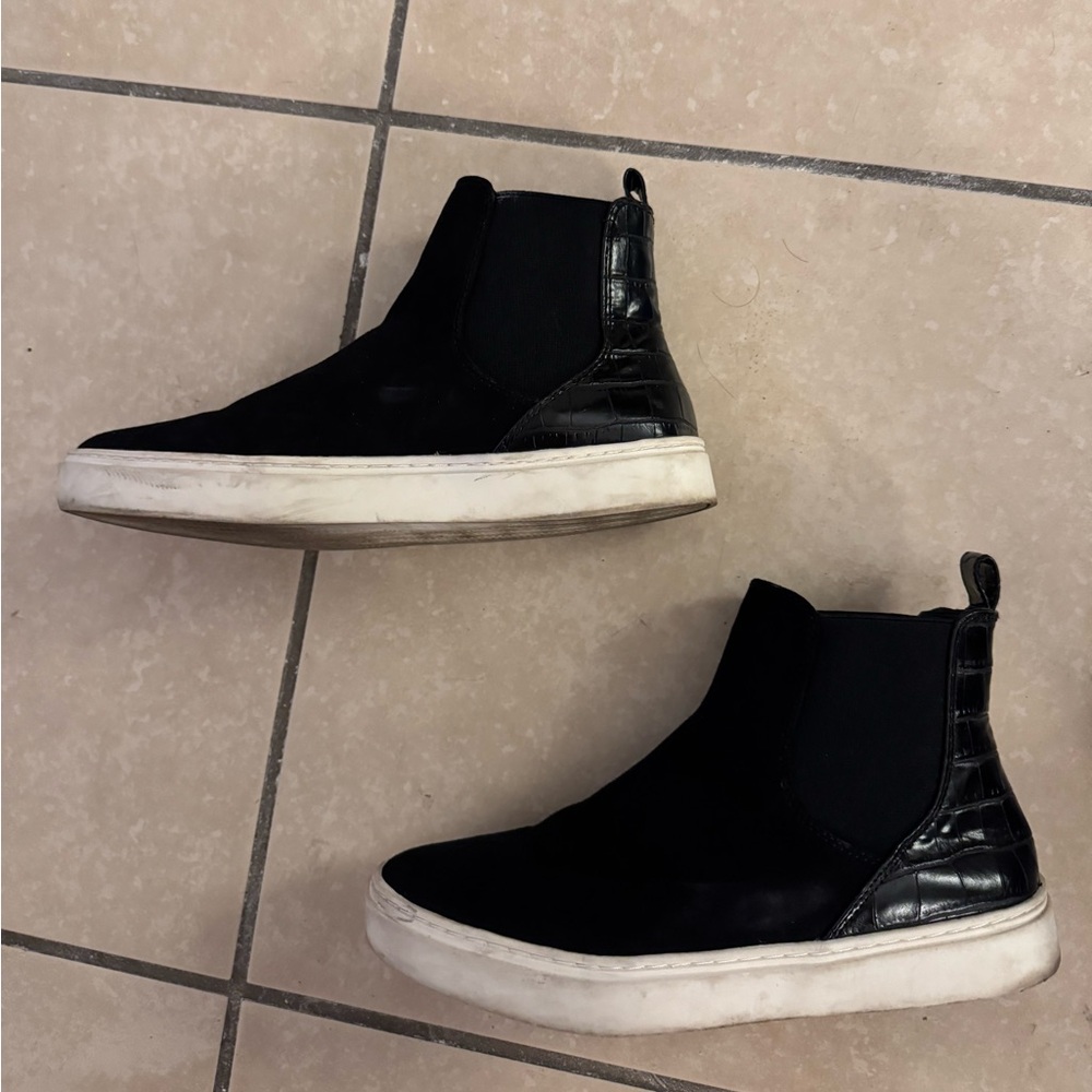 H&M Suede High Top Platform Sneakers (Black, 6)